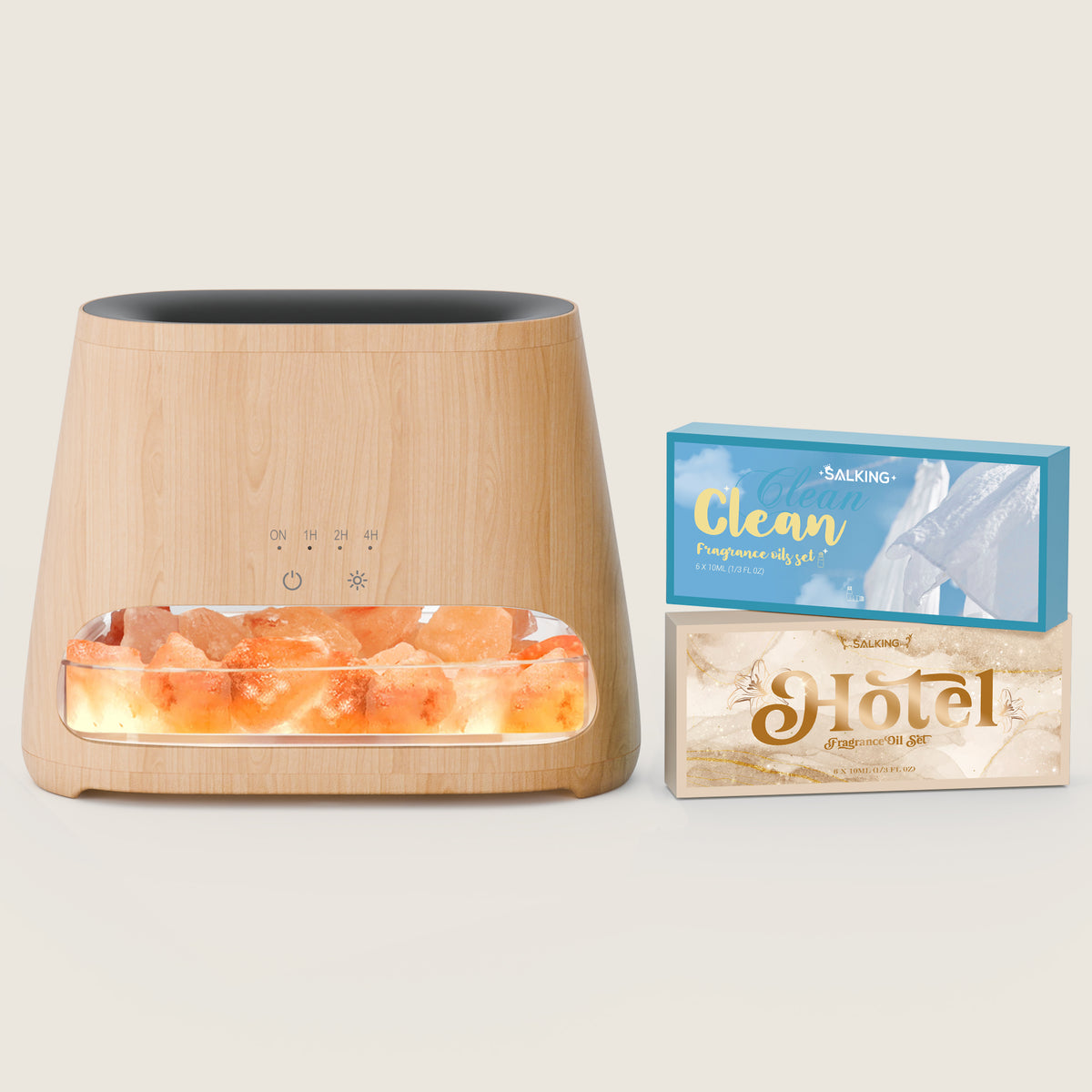 Himalayan Salt Lamp Diffuser & 12 Essential Oils Starter Bundle