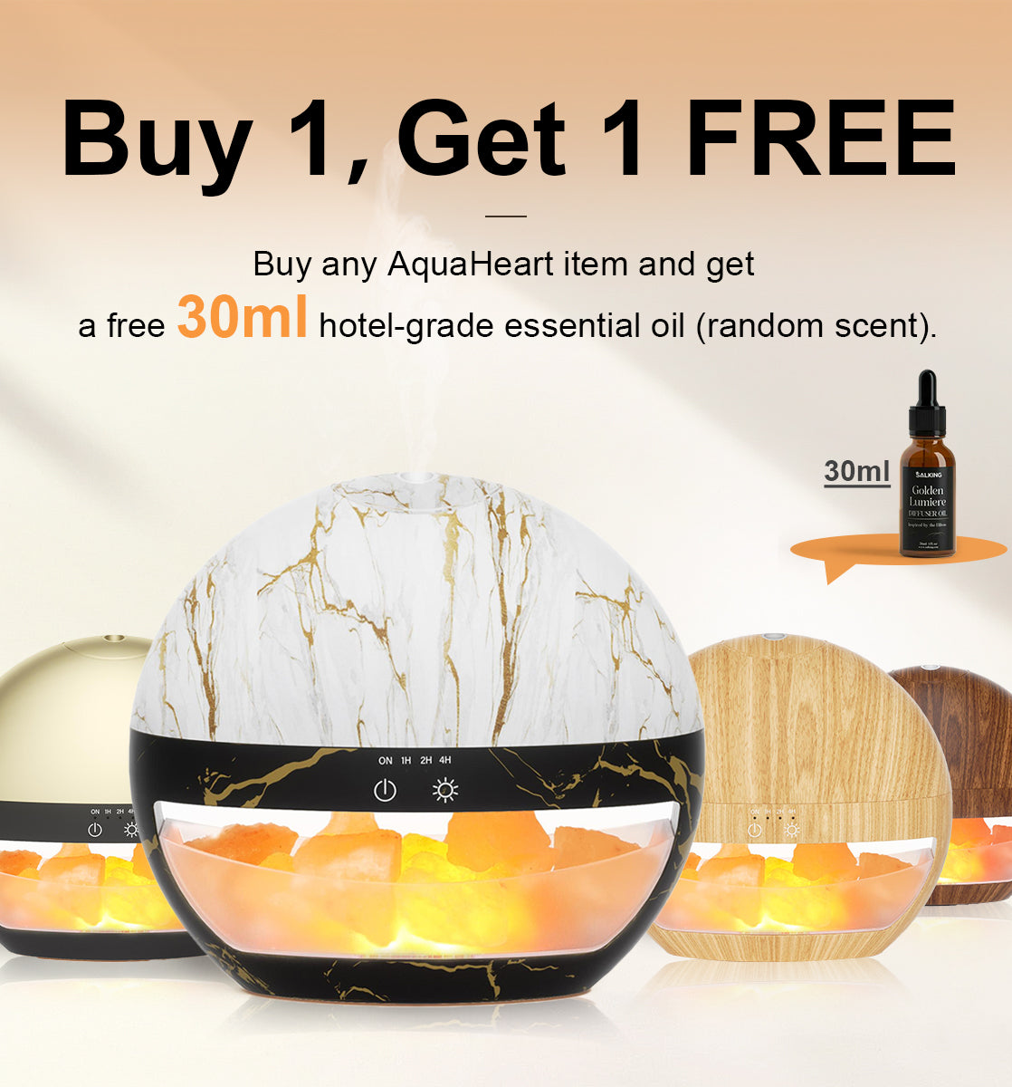 Aquaheart Salt Lamp Diffuser Holiday Set