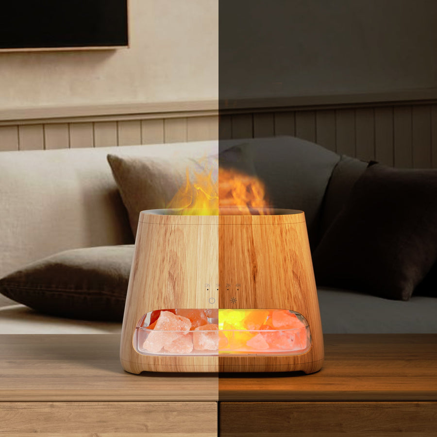 2-in-1 Salt Lamp and Aromatherapy Diffuser with Adjustable Warm Night Light for Bedroom