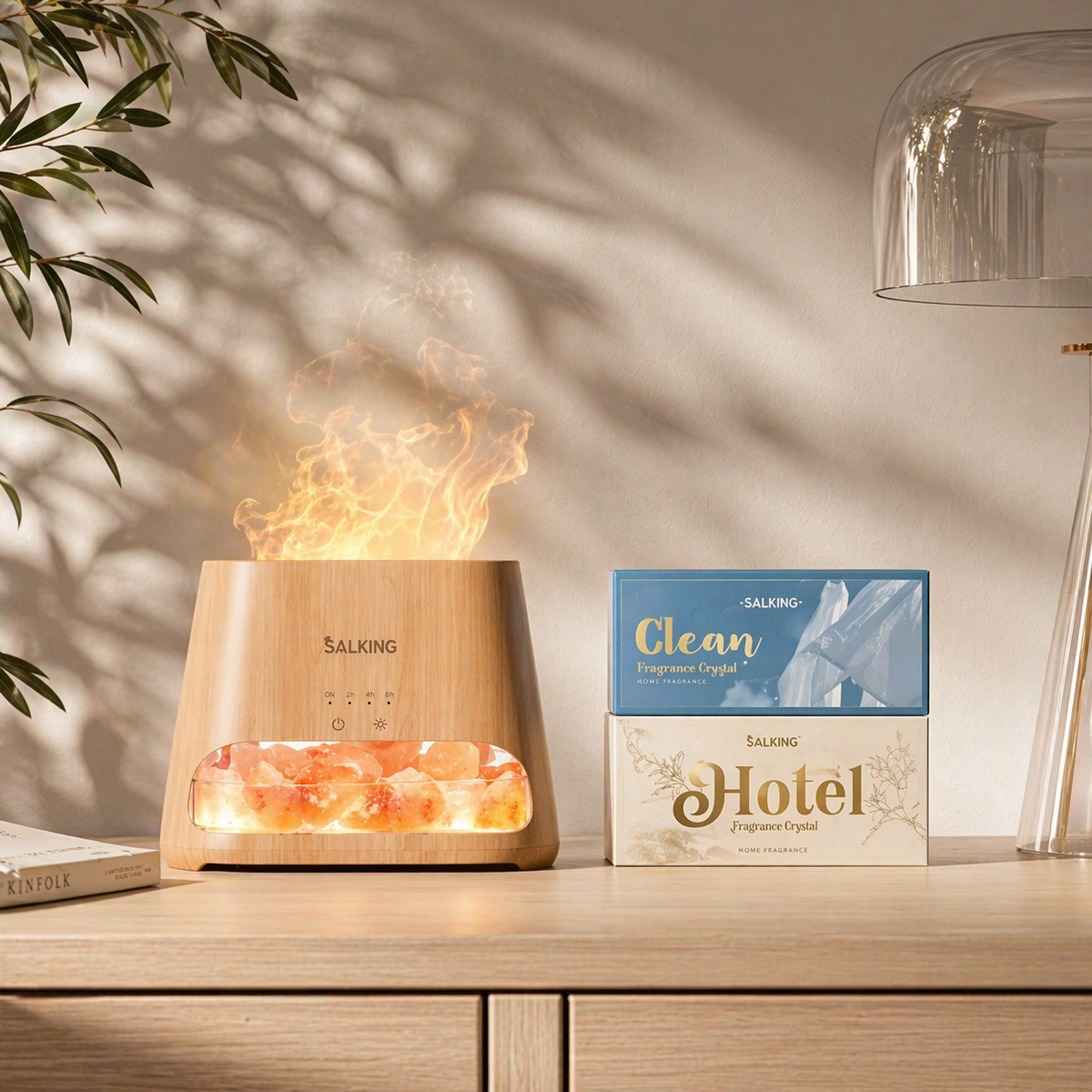 Himalayan Salt Lamp Diffuser & 12 Essential Oils Starter Bundle