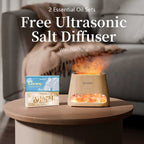 Complete Aromatherapy Gift Set for Beginners with Free Ultrasonic Salt Diffuser and 12 Oils