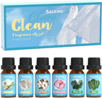 Salking Clean fragrance oils set with six bottles and a box in the background.