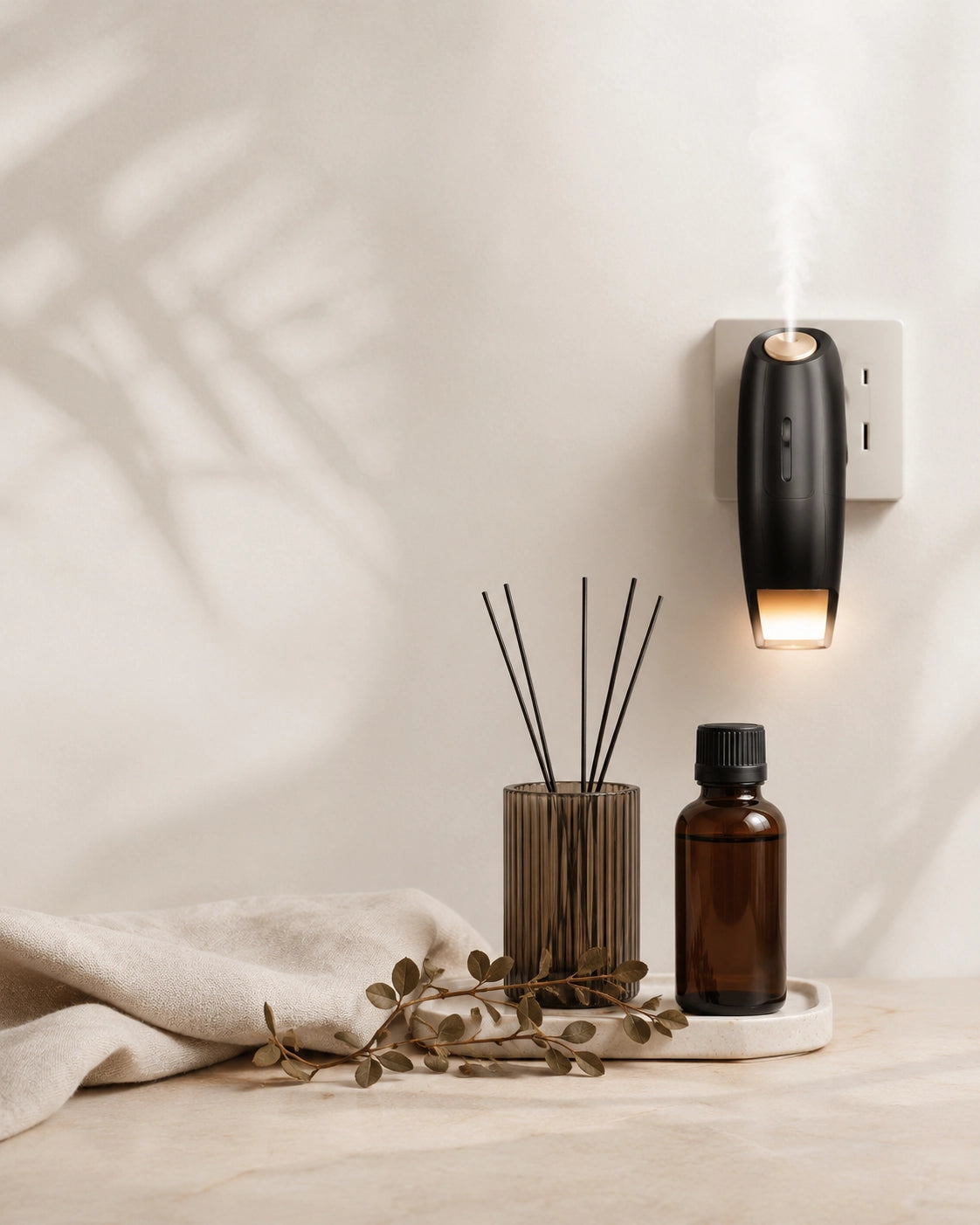 SALKING fragrance oil and diffuser in a calm home setting